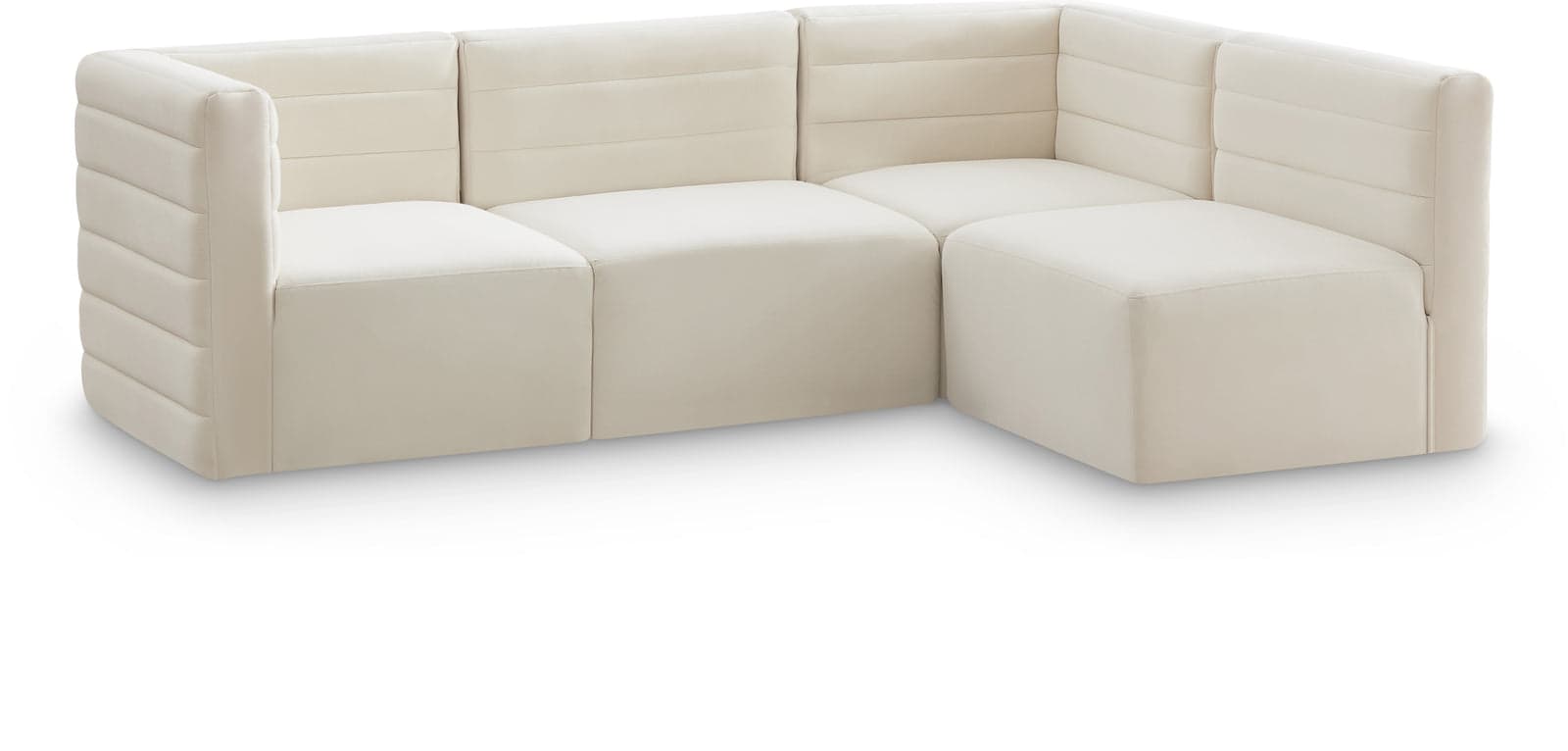 Opal 95" Cream Velvet Upholstered Comfort Sectional, 4-Piece — View 1 (1/3)