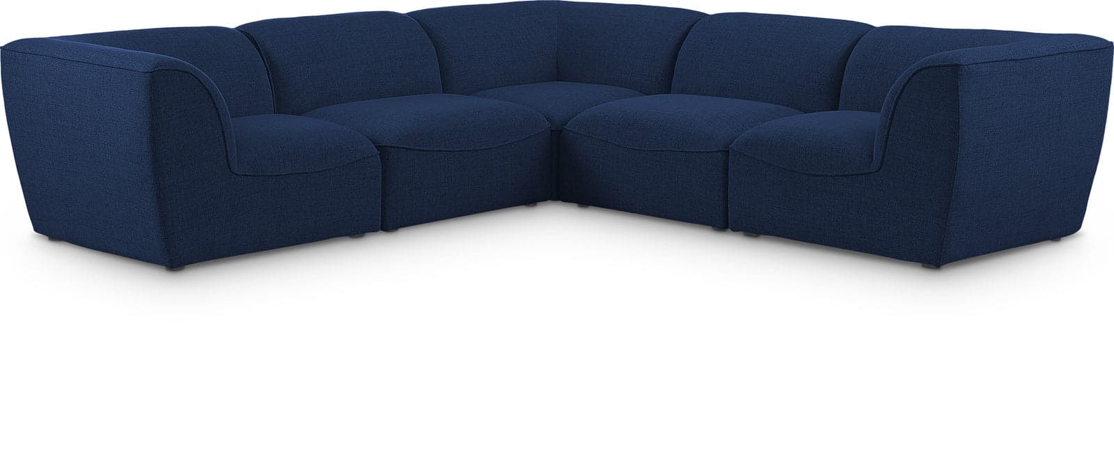 Greer 109" Navy Linen Textured Fabric Upholstered Sectional, 5-Piece — Vista 1 (1/3)