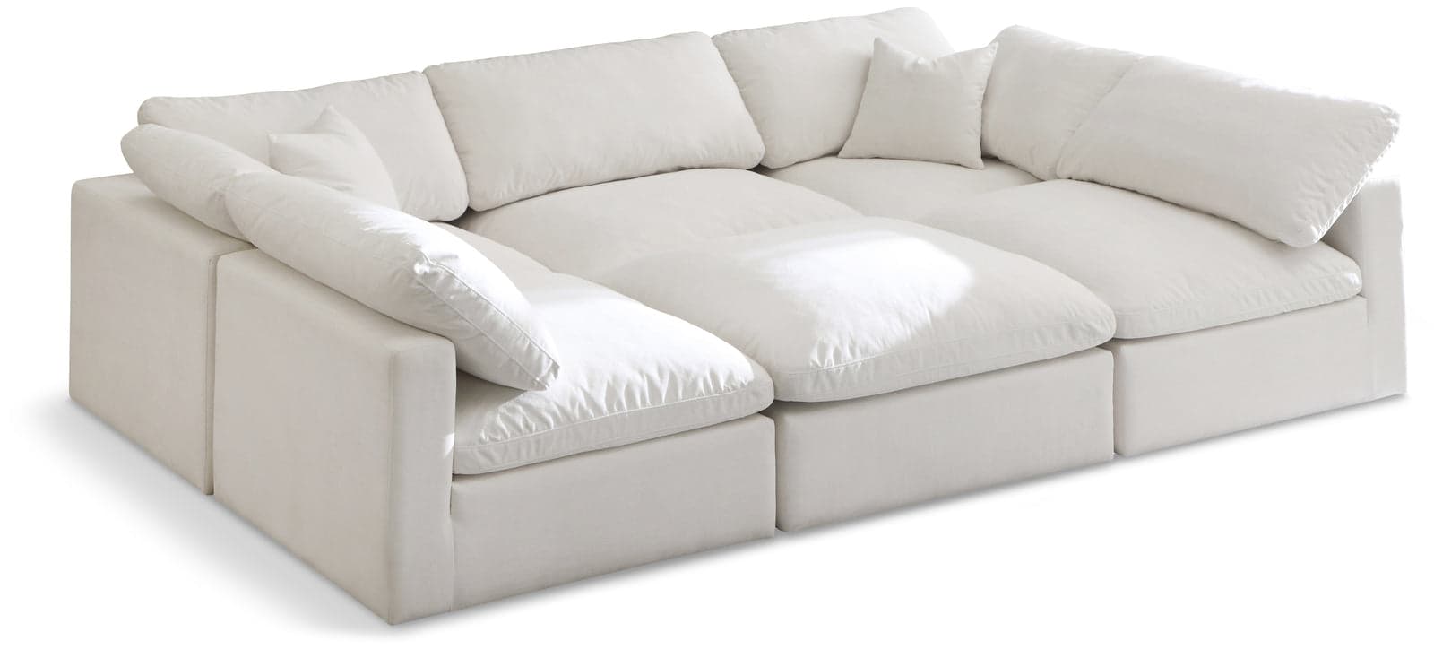 Selene 105" Cream Velvet Upholstered Standard Comfort Sectional, 6-Piece — View 1 (1/3)