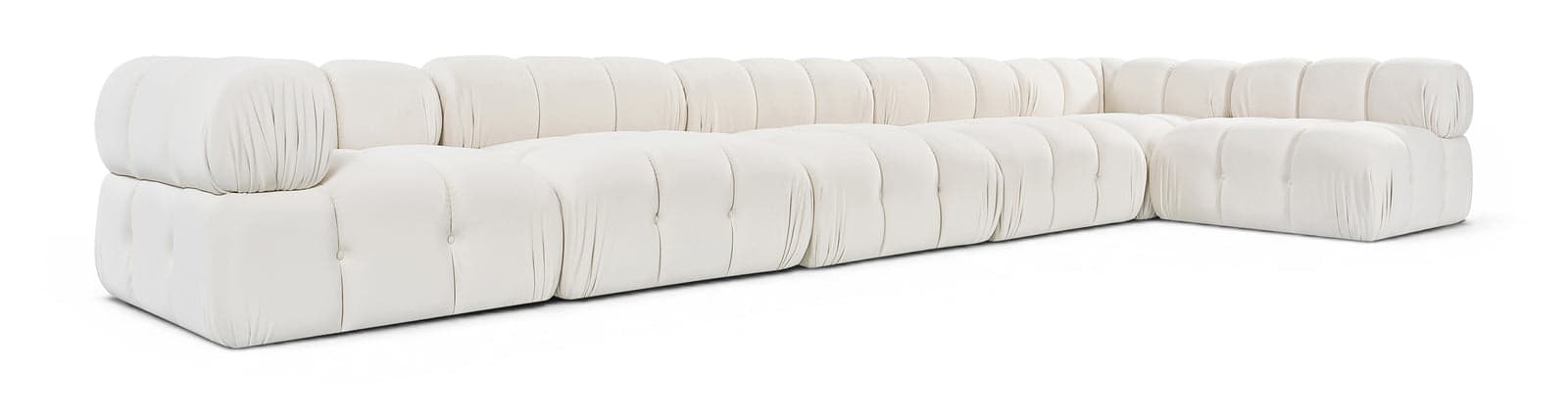 Camden Cream Velvet Performance Fabric Upholstered Sectional, 6-Piece (Style 6) — Vista 1 (1/3)