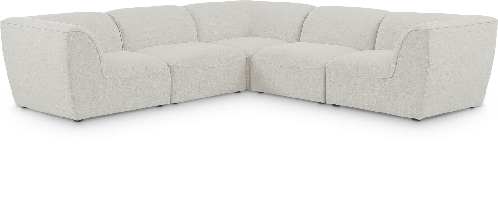 Greer 109" Cream Linen Textured Fabric Upholstered Sectional, 5-Piece — View 1 (1/3)
