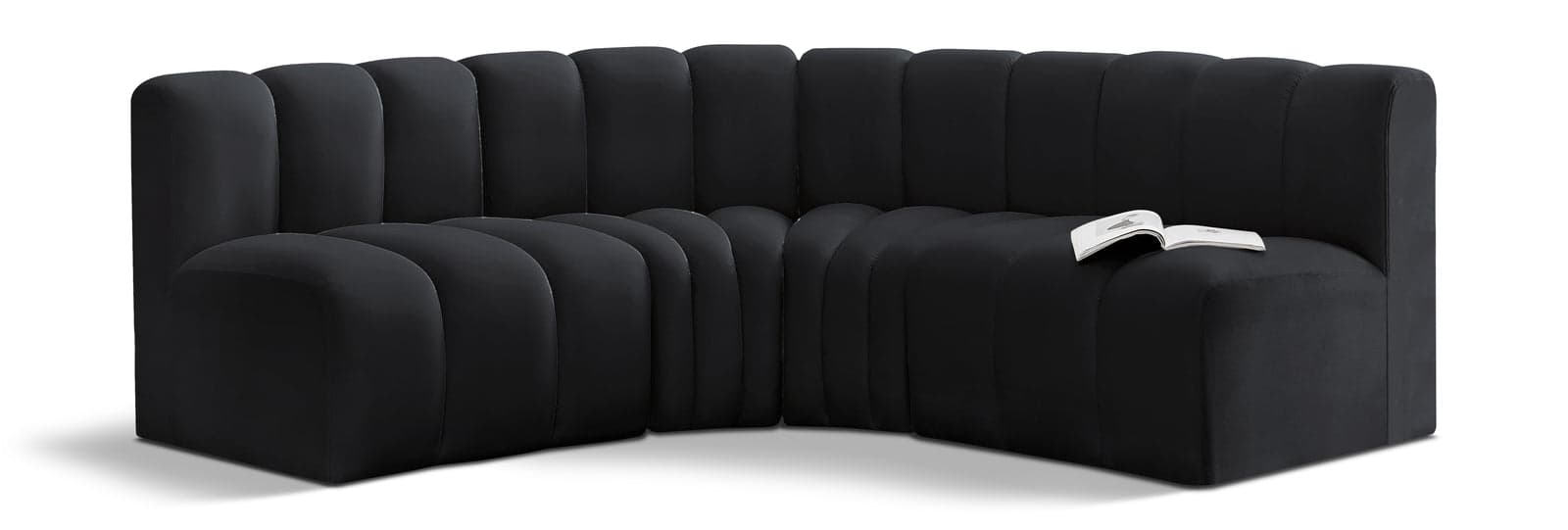 Yara 103" Velvet Upholstered Sectional, 4-Piece — View 1 (1/6)