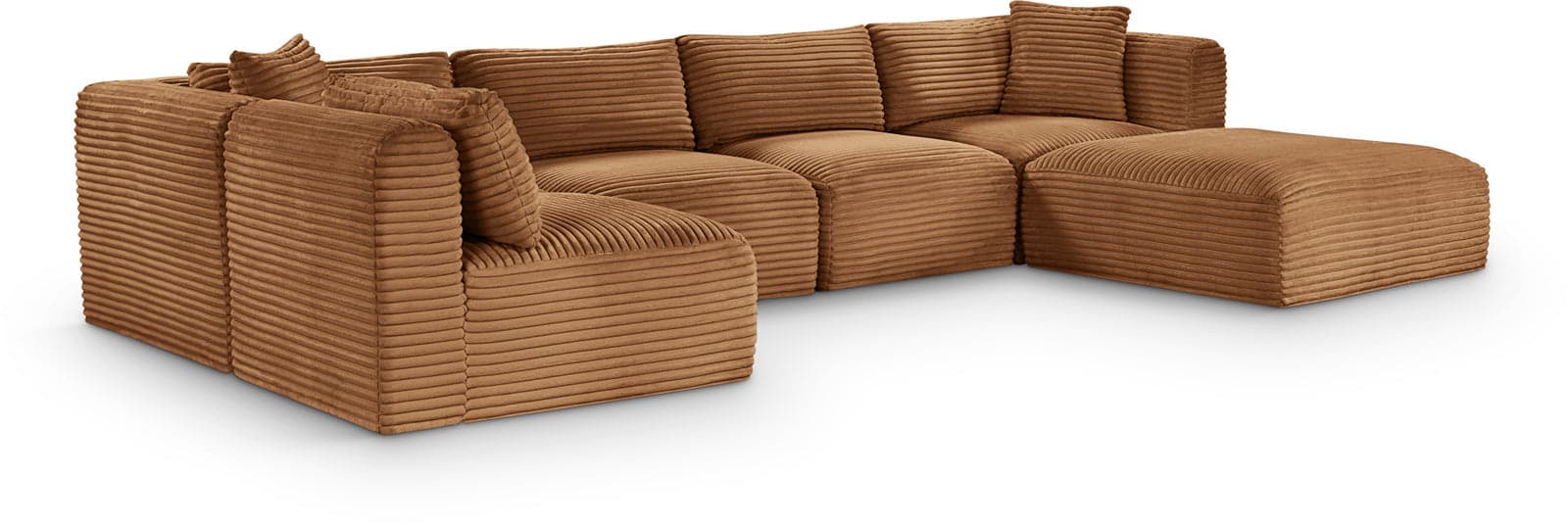 Faye 140" Saddle Corduroy Performance Fabric Upholstered Sectional, 6-Piece (Style 3) — Vista 1 (1/3)