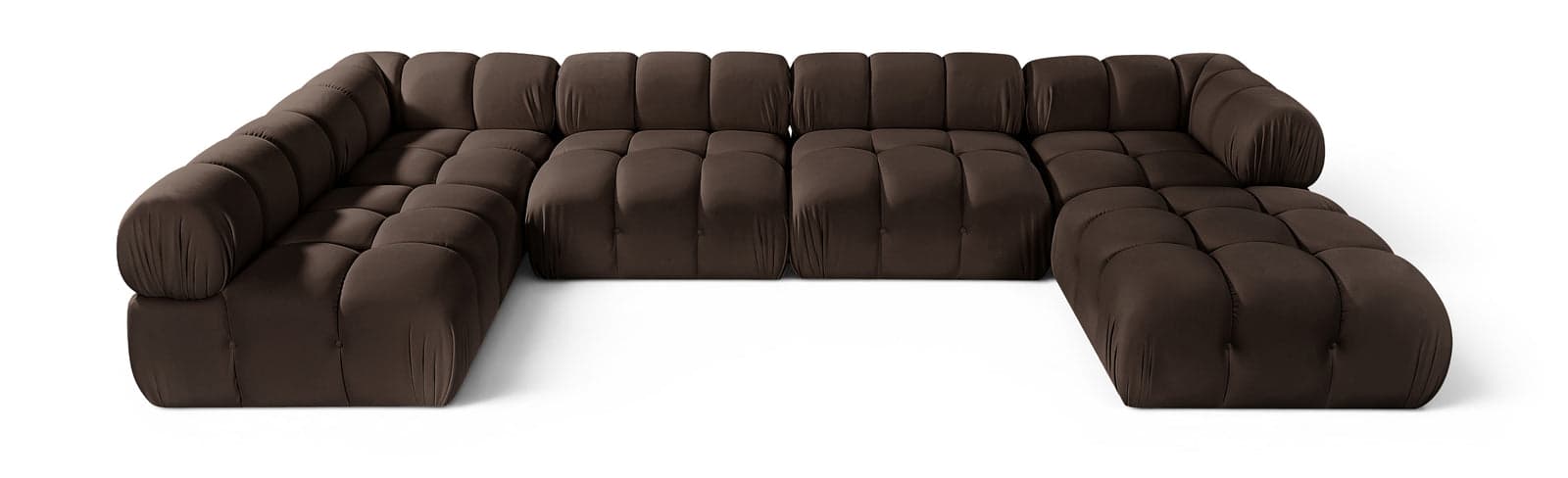 Camden Brown Velvet Performance Fabric Upholstered Sectional, 6-Piece (Style 5) — Vista 1 (1/3)