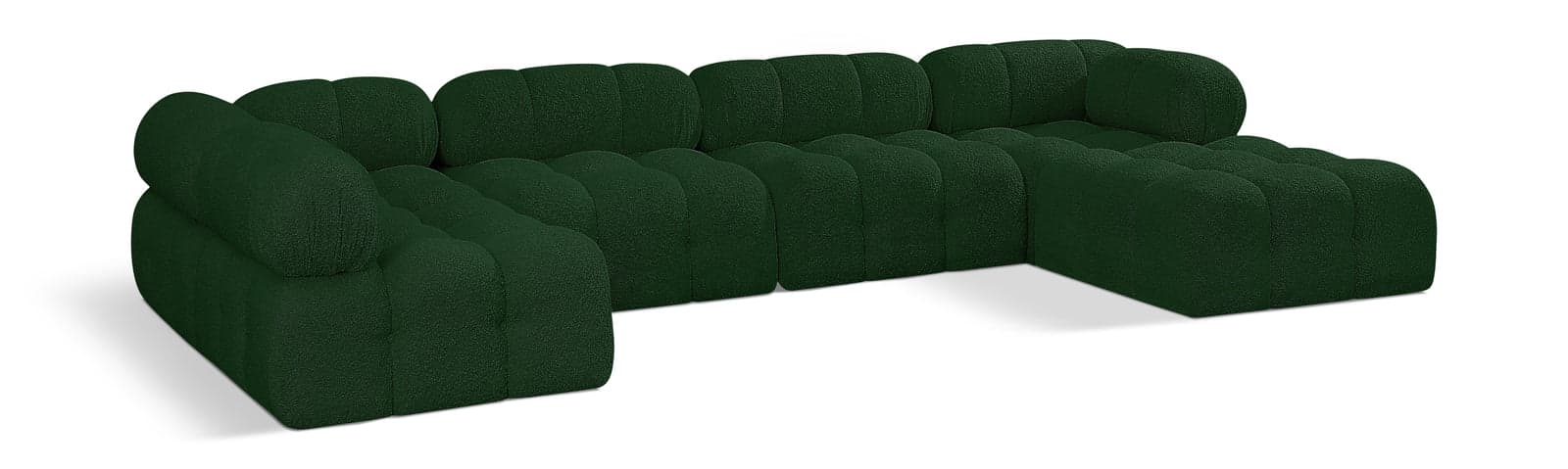 Darcy 136" Green Boucle Fabric Upholstered Sectional, 6-Piece — View 1 (1/3)