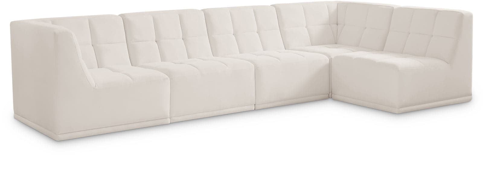 Jolie 128" Cream Velvet Upholstered Sectional, 5-Piece — View 1 (1/3)