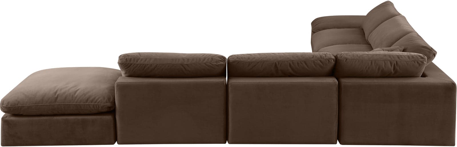 Farrah 157" Brown Velvet Upholstered Sectional, 7-Piece — Vista 1 (1/3)