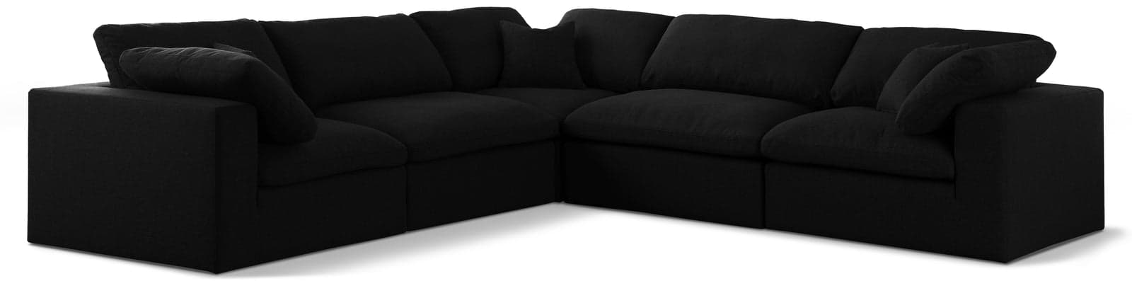 Camden 119" Black Linen Textured Fabric Upholstered Deluxe Comfort Sectional, 5-Piece — View 1 (1/3)