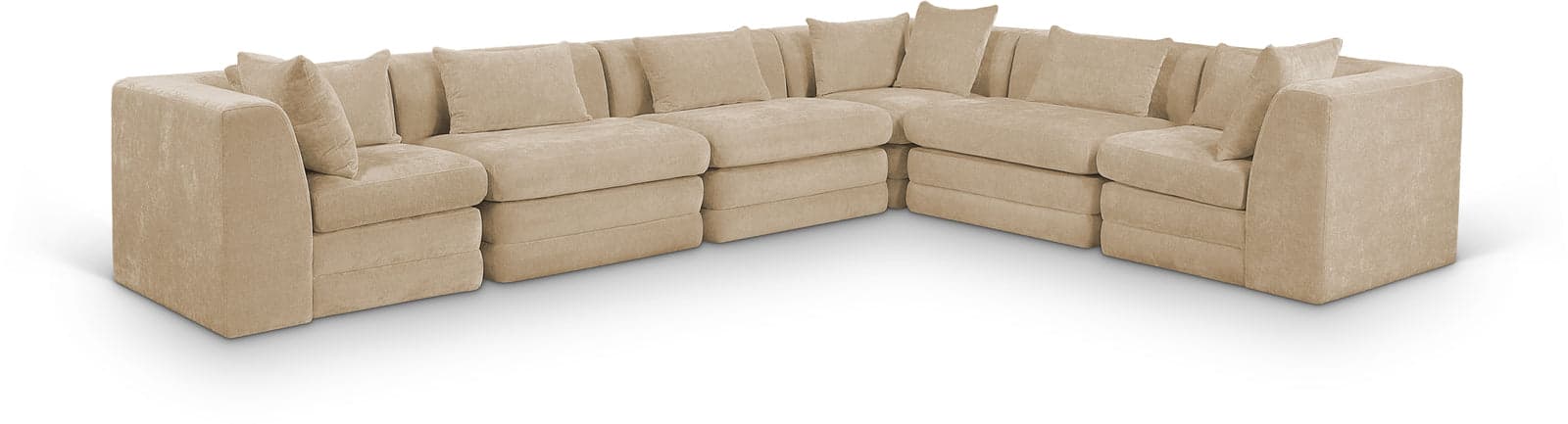Willow 152" Beige Chenille Fabric Upholstered 6Pc. Sectional, 6-Piece — Vista 1 (1/3)