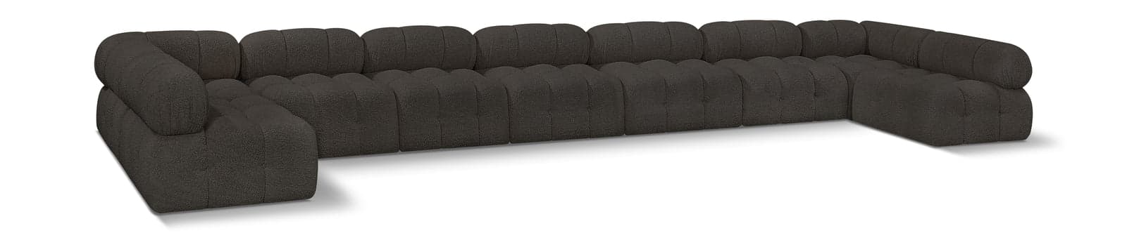 Darcy 204" Brown Boucle Fabric Upholstered Sectional, 9-Piece — Vista 1 (1/3)