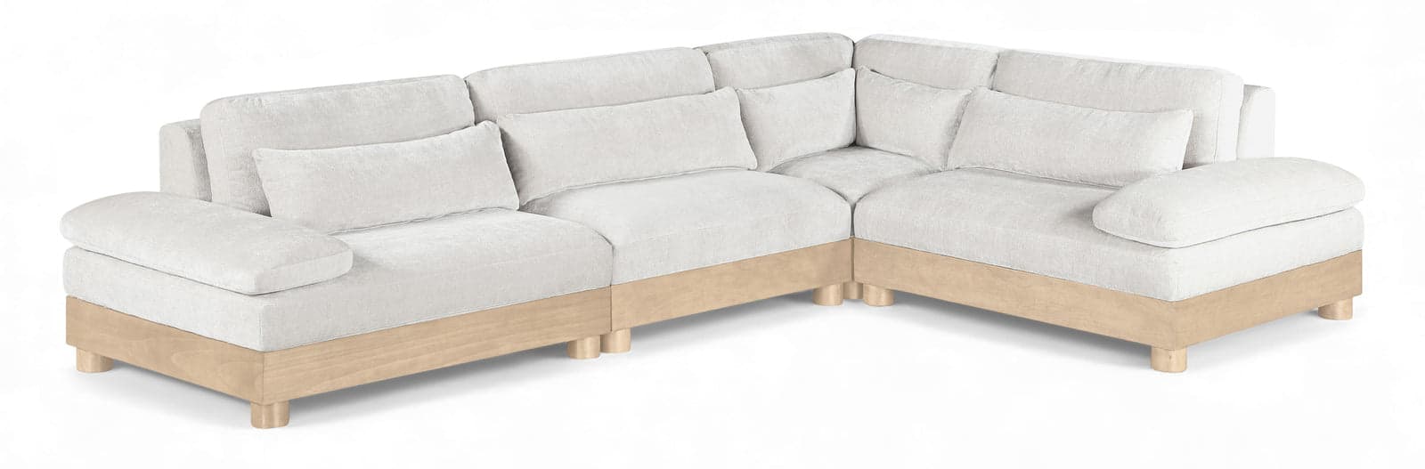 Kira 127.75" Cream Chenille Fabric Upholstered Modular Sectional, 4-Piece — Vista 1 (1/3)