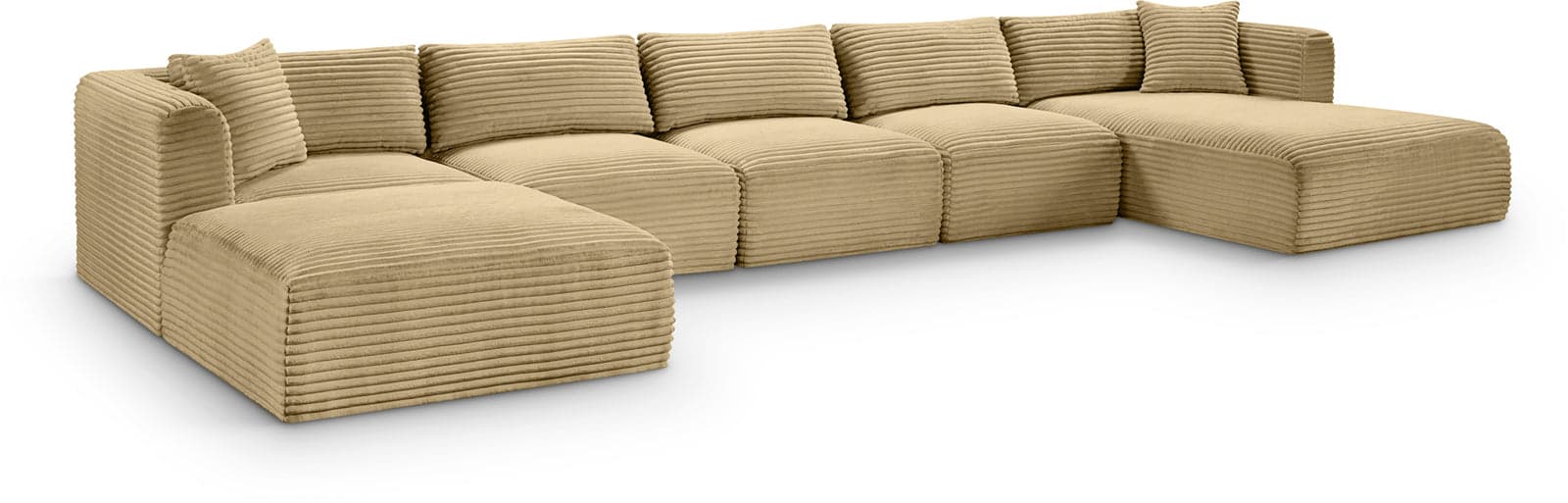 Faye 176" Camel Corduroy Performance Fabric Upholstered Sectional, 6-Piece — Vista 1 (1/3)