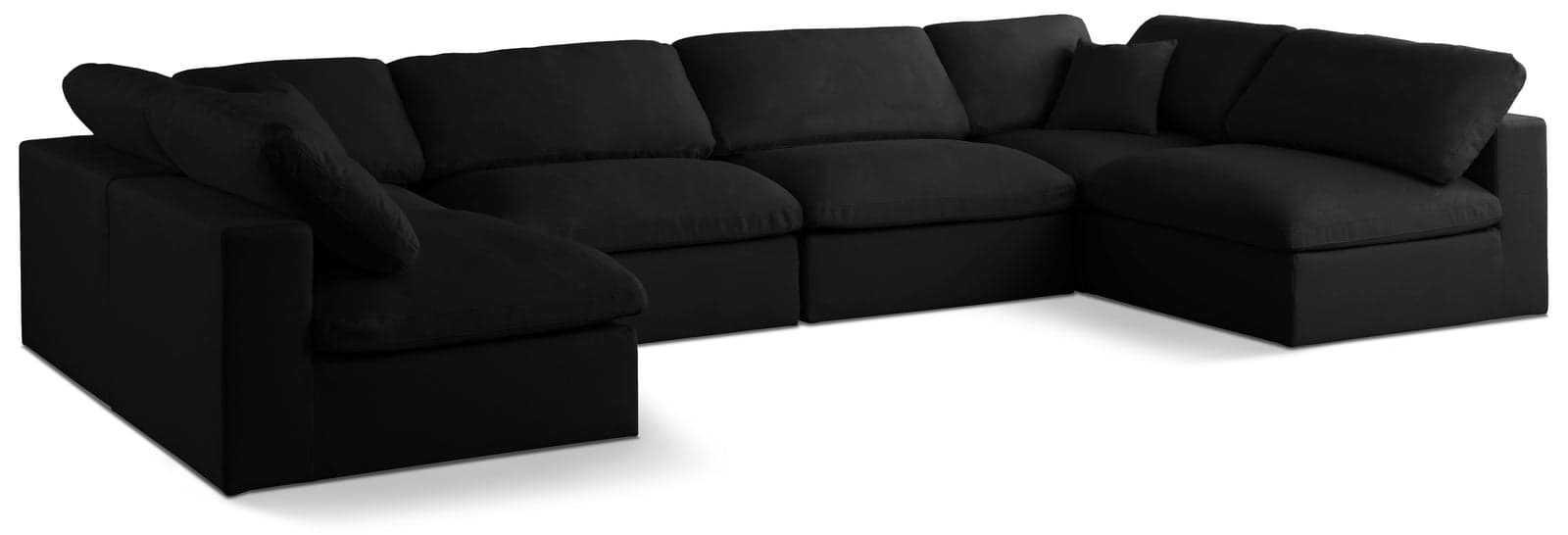 Selene 140" Black Velvet Upholstered Standard Comfort Sectional, 6-Piece (Style 3) — View 1 (1/3)