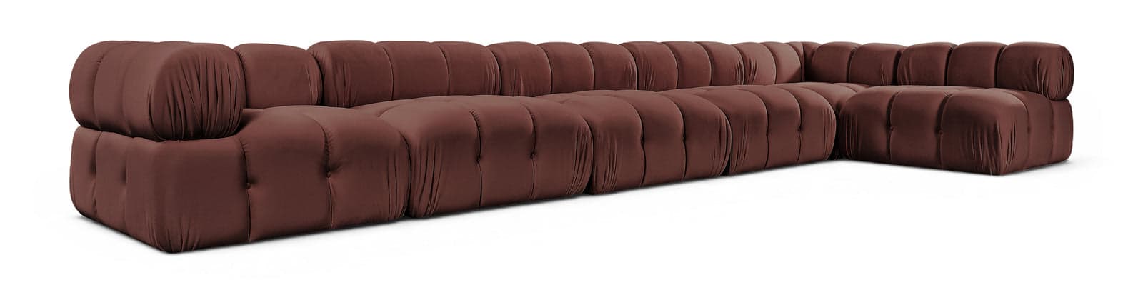 Camden Rose Velvet Performance Fabric Upholstered Sectional, 6-Piece (Style 6) — View 1 (1/3)