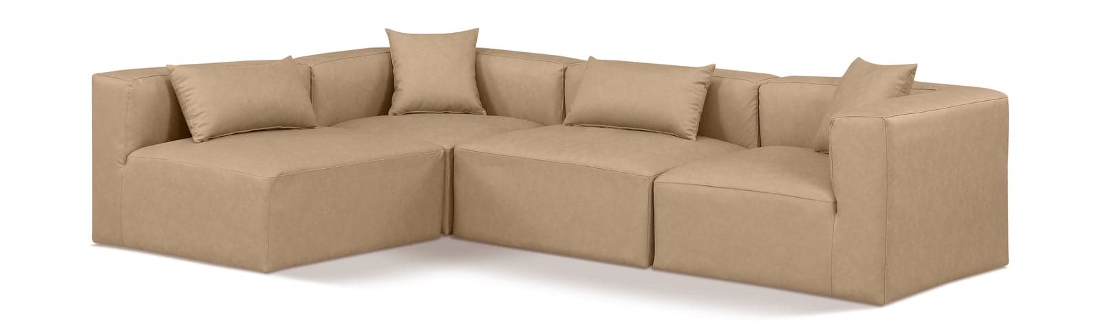 Farrah 108" Tan Vegan Leather Upholstered Sectional, 4-Piece (Style 2) — View 1 (1/3)