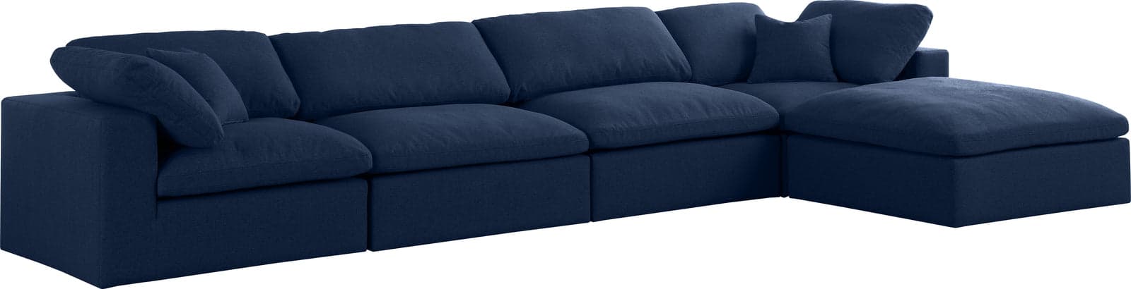 Camden 158" Navy Linen Textured Fabric Upholstered Deluxe Comfort Sectional, 5-Piece — Vista 1 (1/3)