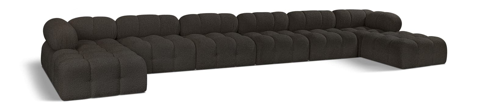 Darcy 204" Brown Boucle Fabric Upholstered Sectional, 8-Piece — Vista 1 (1/3)