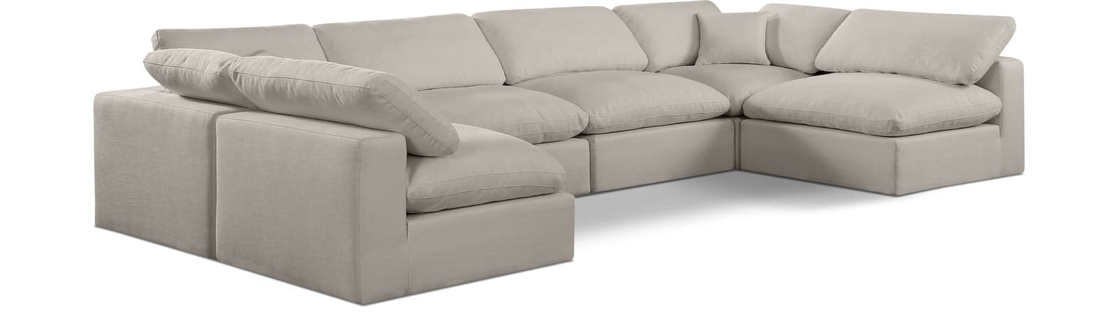 Farrah 158" Beige Linen Textured Fabric Upholstered Sectional, 6-Piece (Style 3) — View 1 (1/3)