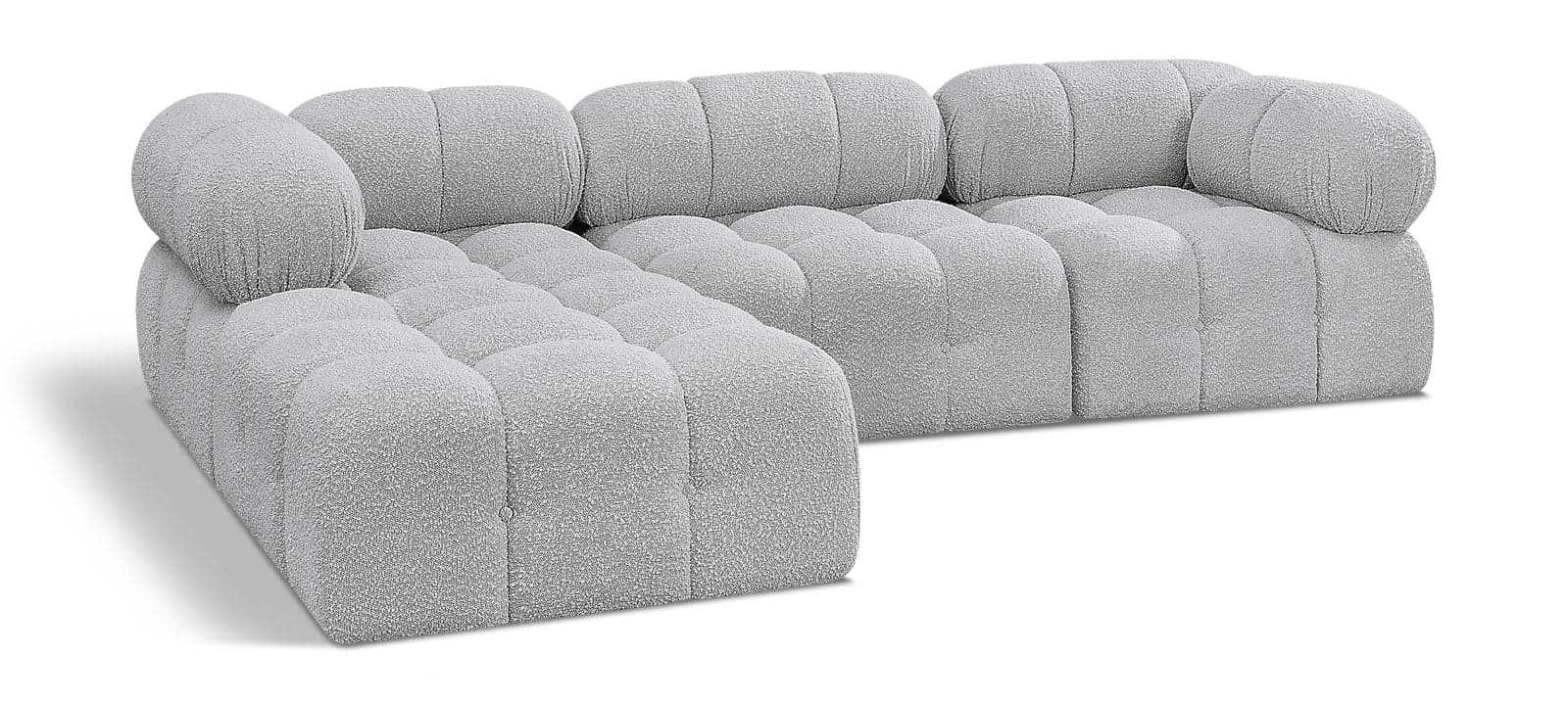 Darcy 102" Grey Boucle Fabric Upholstered Sectional, 4-Piece (Style 2) — Vista 1 (1/3)