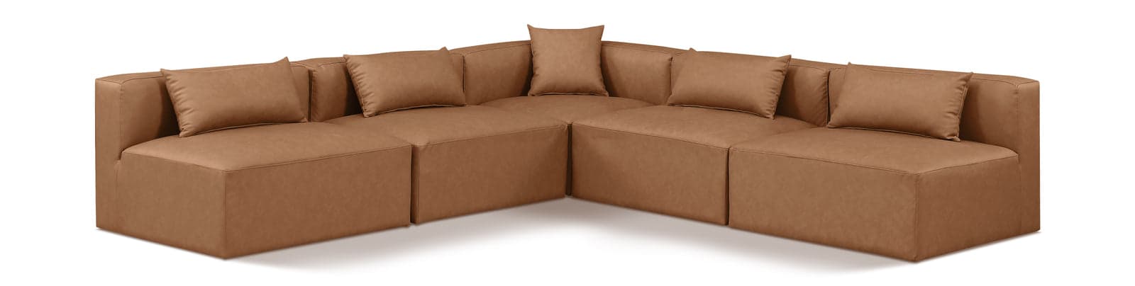 Farrah 108" Brown Vegan Leather Upholstered Sectional, 5-Piece — Vista 1 (1/3)