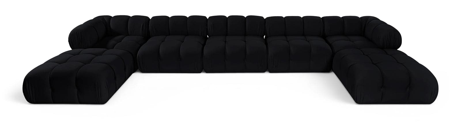 Camden Black Velvet Performance Fabric Upholstered Sectional, 7-Piece (Style 3) — Vista 1 (1/3)