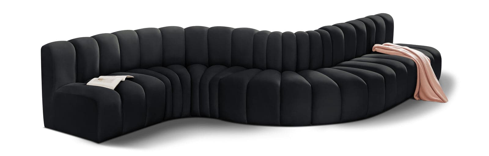 Yara 170" Velvet Upholstered Sectional, 7-Piece — Vista 1 (1/6)