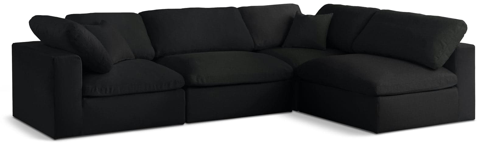 Camden 119" Black Linen Textured Fabric Upholstered Deluxe Comfort Sectional, 4-Piece (Style 2) — View 1 (1/3)