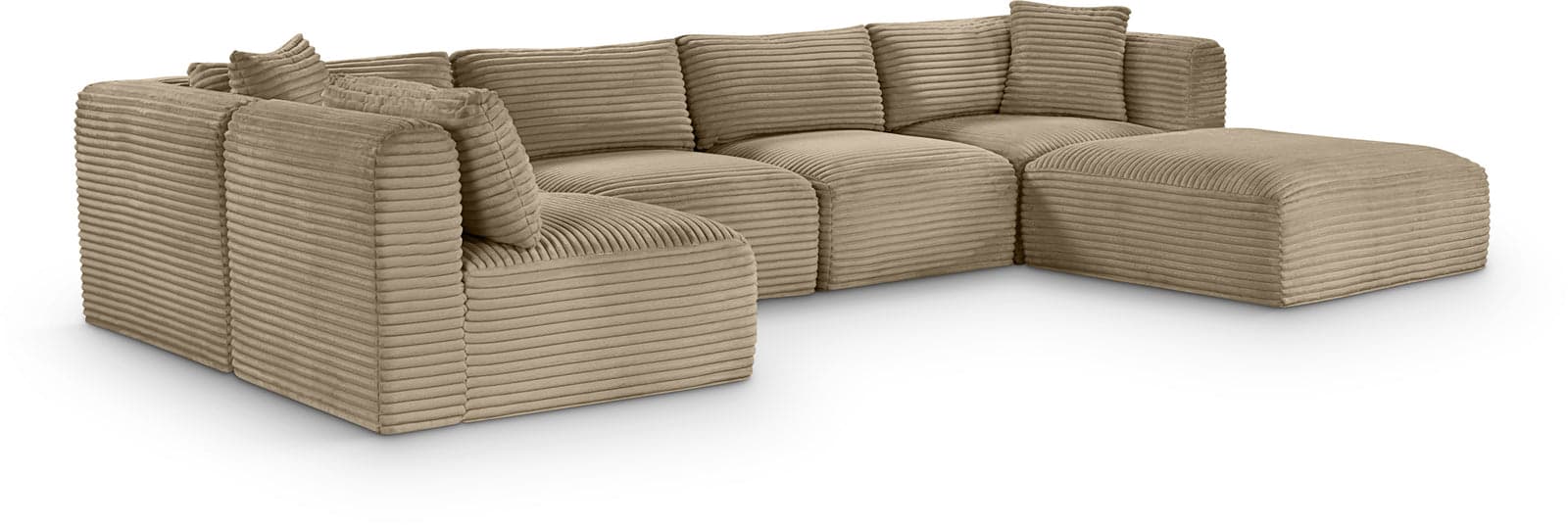 Faye 140" Taupe Corduroy Performance Fabric Upholstered Sectional, 6-Piece (Style 3) — Vista 1 (1/3)