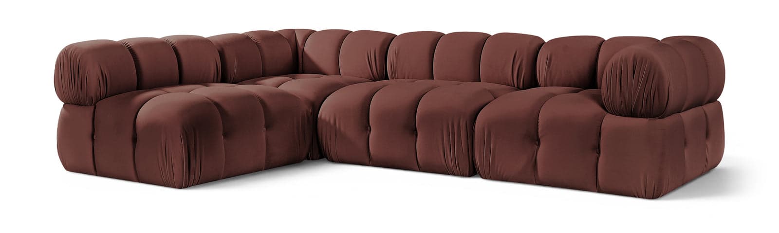 Camden Rose Velvet Performance Fabric Upholstered Sectional, 4-Piece — Vista 1 (1/3)