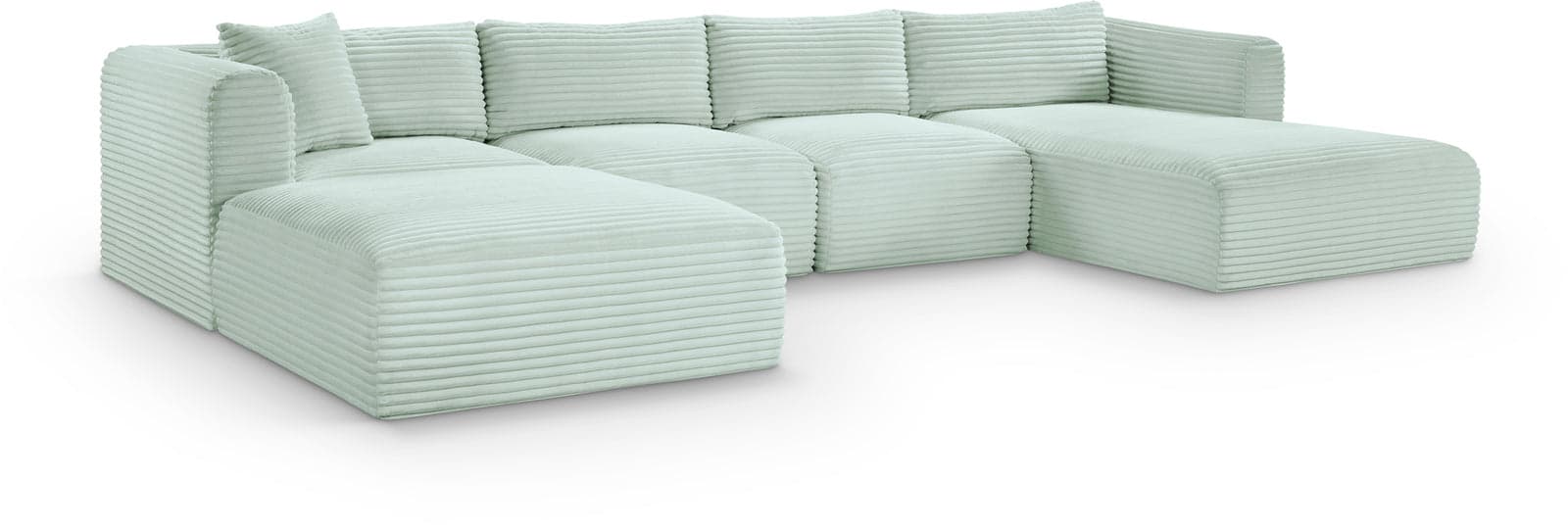 Faye 145" Mint Corduroy Performance Fabric Upholstered Sectional, 5-Piece — Vista 1 (1/3)