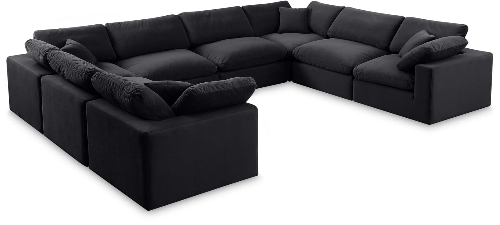 Farrah 158" Black Velvet Upholstered Sectional, 8-Piece — Vista 1 (1/3)