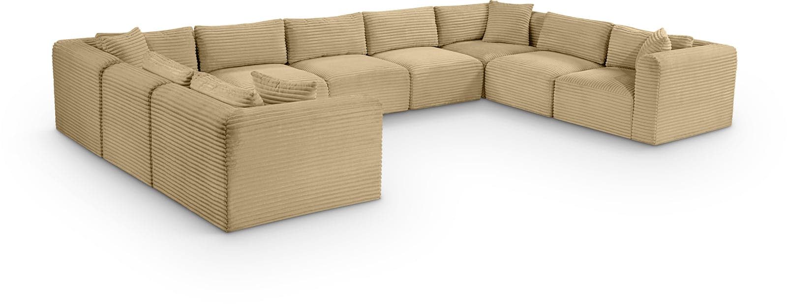 Faye 171" Camel Corduroy Performance Fabric Upholstered Sectional, 9-Piece — Vista 1 (1/3)