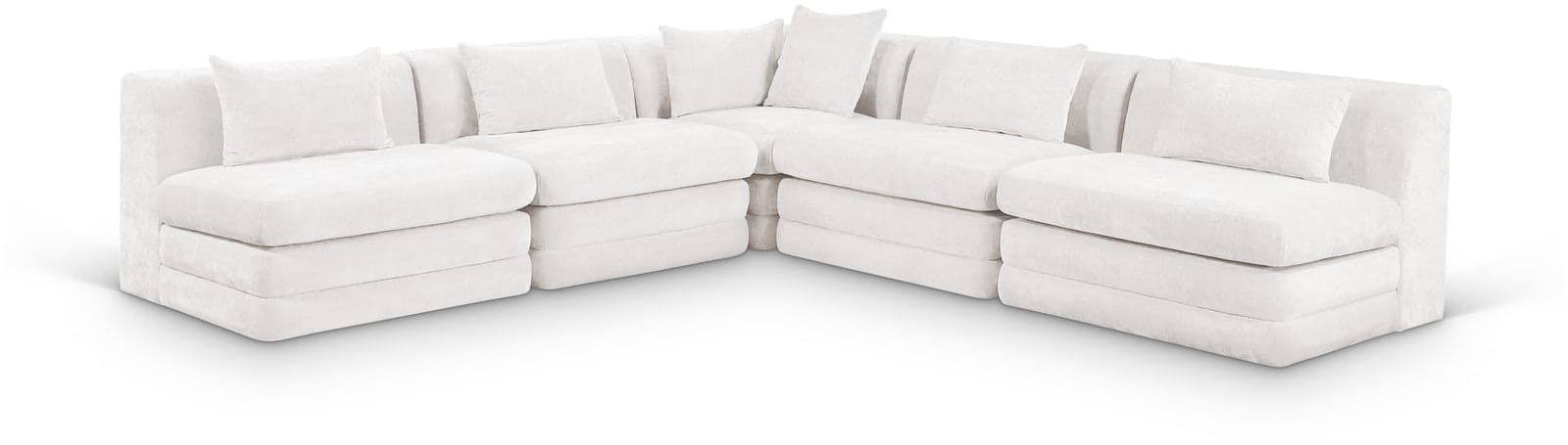 Willow 114" Cream Chenille Fabric Upholstered 5Pc. Sectional, 5-Piece — View 1 (1/3)