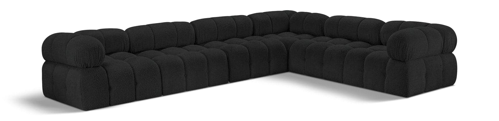Darcy 136" Black Boucle Fabric Upholstered Sectional, 6-Piece (Style 4) — Vista 1 (1/3)