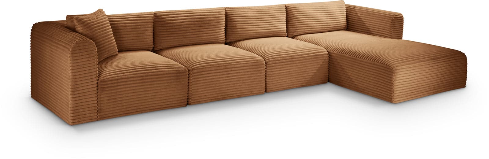 Faye 145" Saddle Corduroy Performance Fabric Upholstered Sectional, 4-Piece — Vista 1 (1/3)