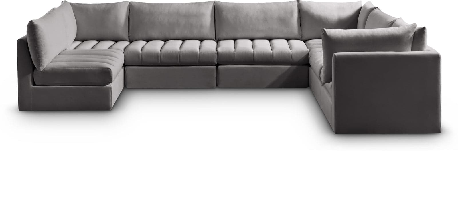 Rowan 140" Grey Velvet Upholstered Sectional, 7-Piece — View 1 (1/3)