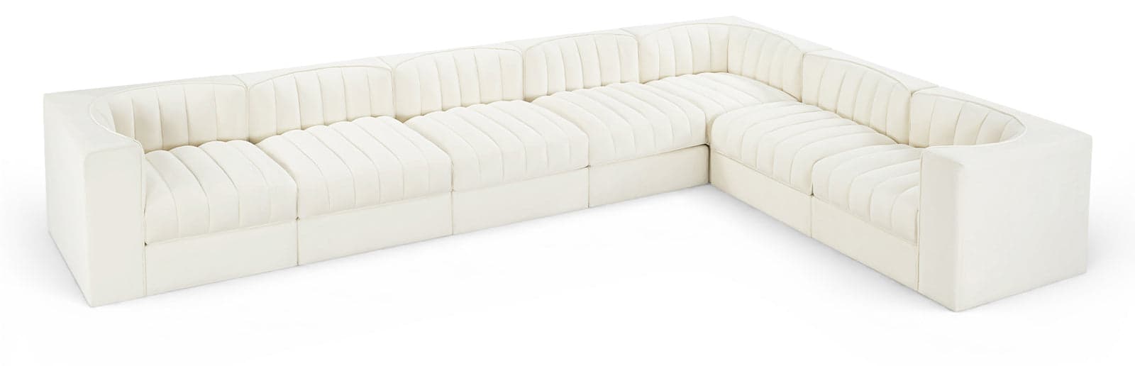 Talia Cream Velvet Performance Fabric Upholstered Sectional, 7-Piece (Style 3) — Vista 1 (1/3)