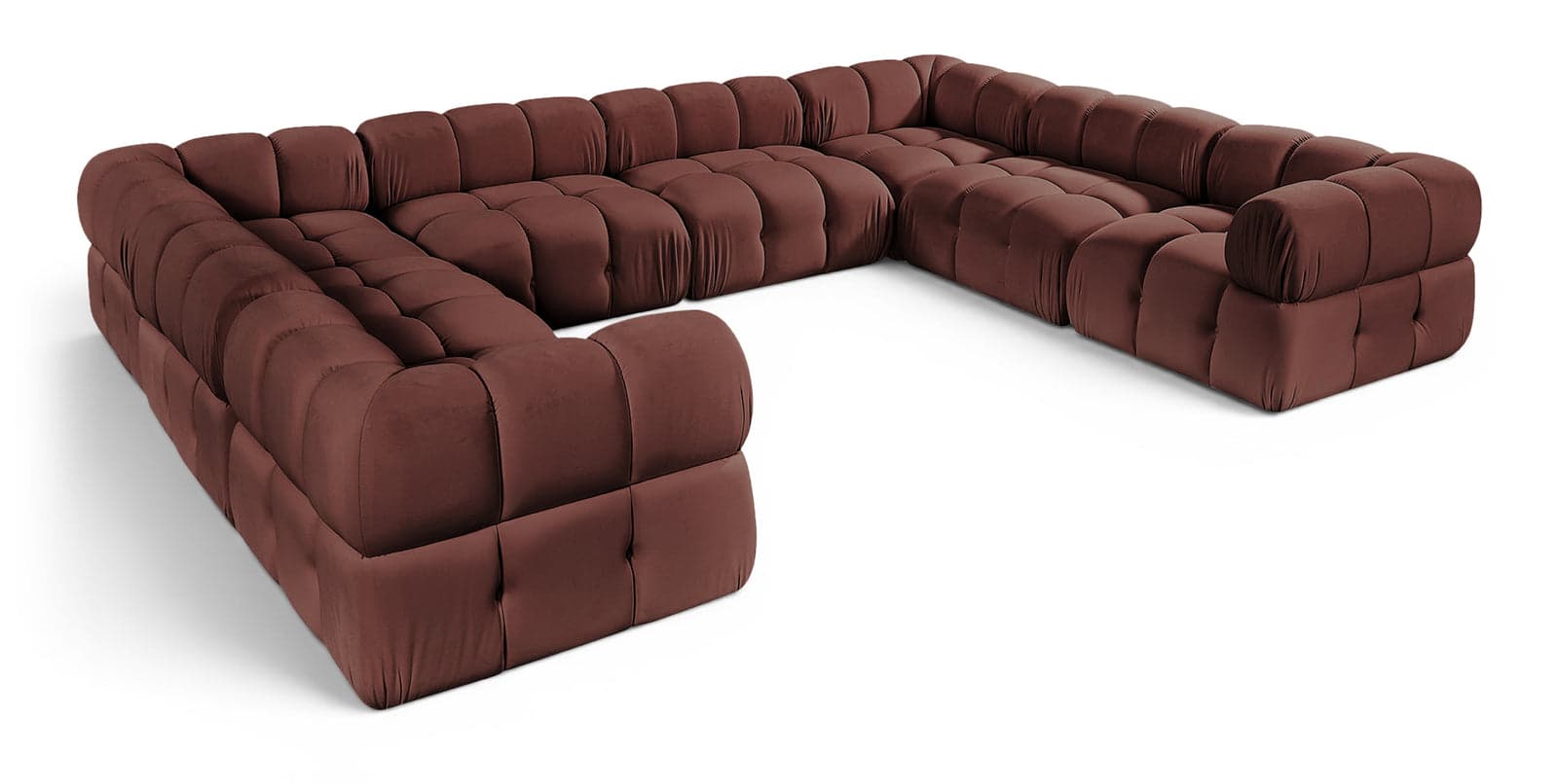 Camden Rose Velvet Performance Fabric Upholstered Sectional, 8-Piece — View 1 (1/3)