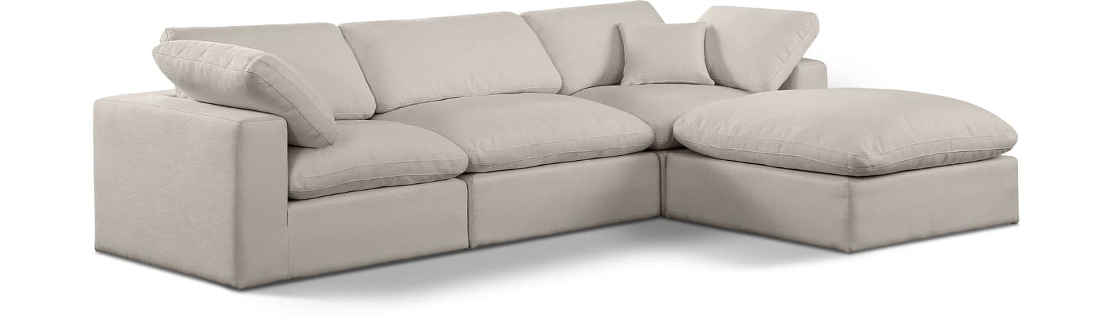 Farrah 119" Beige Linen Textured Fabric Upholstered Sectional, 4-Piece — View 1 (1/3)