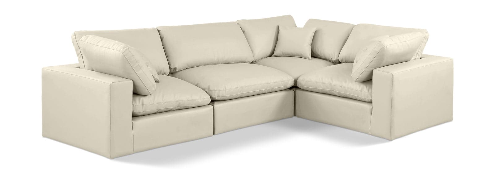 Farrah 119" Cream Vegan Leather Upholstered Sectional, 4-Piece (Style 3) — Vista 1 (1/3)
