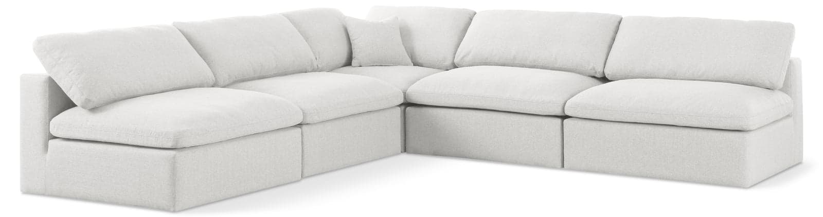 Camden 118" Cream Linen Textured Fabric Upholstered Deluxe Comfort Sectional, 5-Piece — View 1 (1/3)