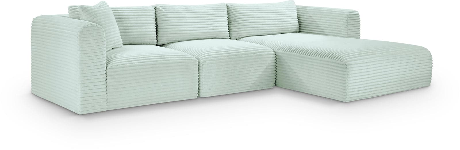 Faye 114" Mint Corduroy Performance Fabric Upholstered Sectional, 3-Piece — Vista 1 (1/3)
