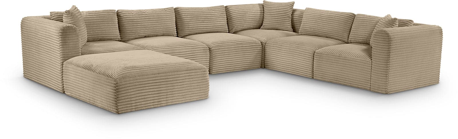 Faye 140" Taupe Corduroy Performance Fabric Upholstered Sectional, 7-Piece — Vista 1 (1/3)