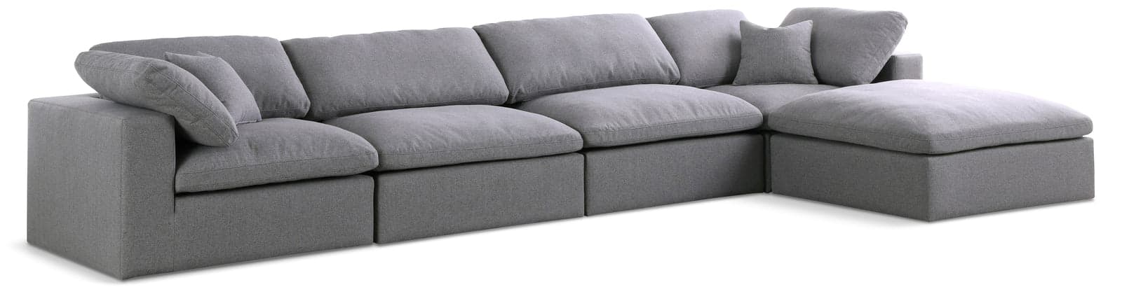Camden 158" Grey Linen Textured Fabric Upholstered Deluxe Comfort Sectional, 5-Piece — Vista 1 (1/3)