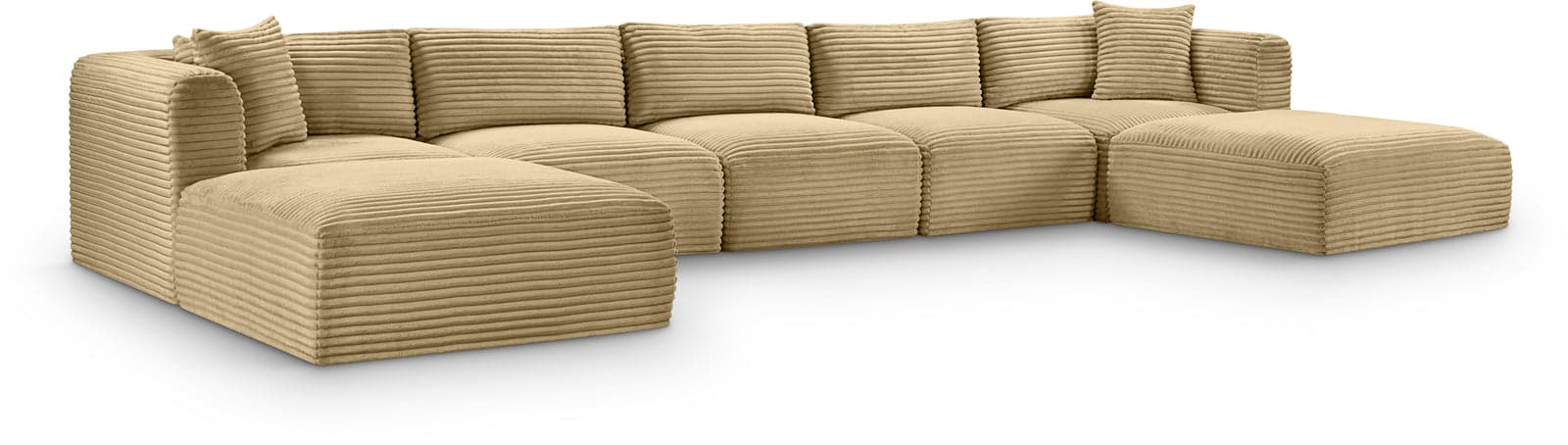 Faye 171" Camel Corduroy Performance Fabric Upholstered Sectional, 7-Piece (Style 2) — View 1 (1/3)