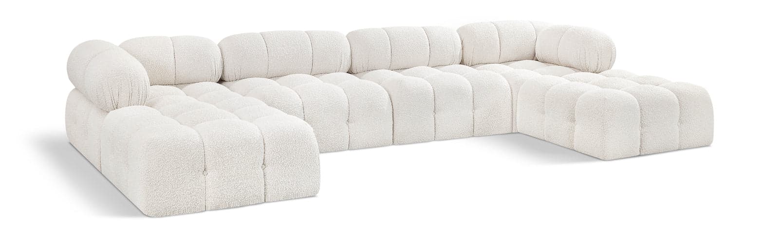 Darcy 136" Cream Boucle Fabric Upholstered Sectional, 6-Piece (Style 3) — Vista 1 (1/3)