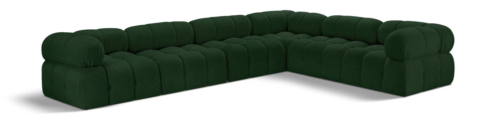 Darcy 136" Green Boucle Fabric Upholstered Sectional, 6-Piece (Style 4) — View 1 (1/3)