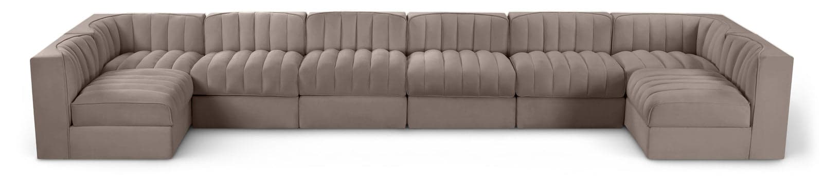 Talia Taupe Velvet Performance Fabric Upholstered Sectional, 8-Piece — Vista 1 (1/3)