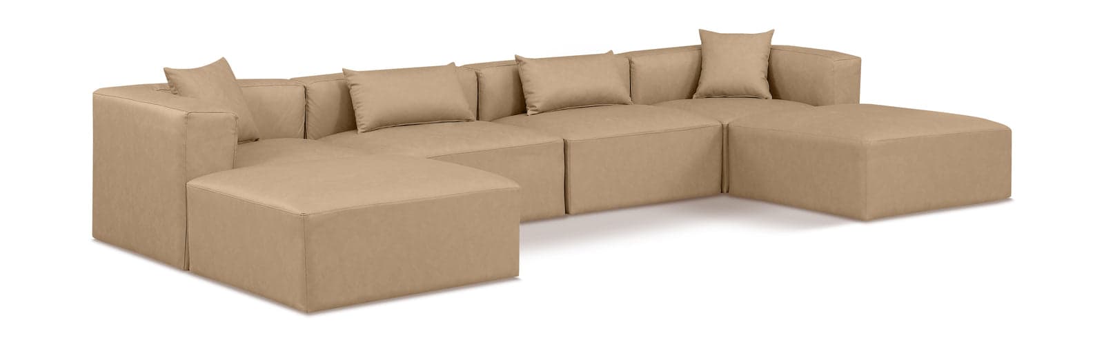 Farrah 144" Tan Vegan Leather Upholstered Sectional, 6-Piece (Style 2) — Vista 1 (1/3)