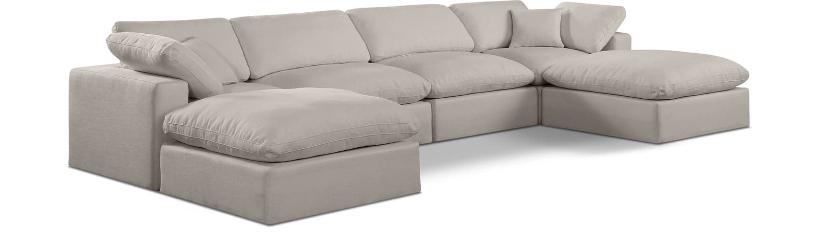 Farrah 158" Beige Linen Textured Fabric Upholstered Sectional, 6-Piece (Style 2) — View 1 (1/3)